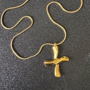 Monet Gold Cross Pendant Necklace Modern Design